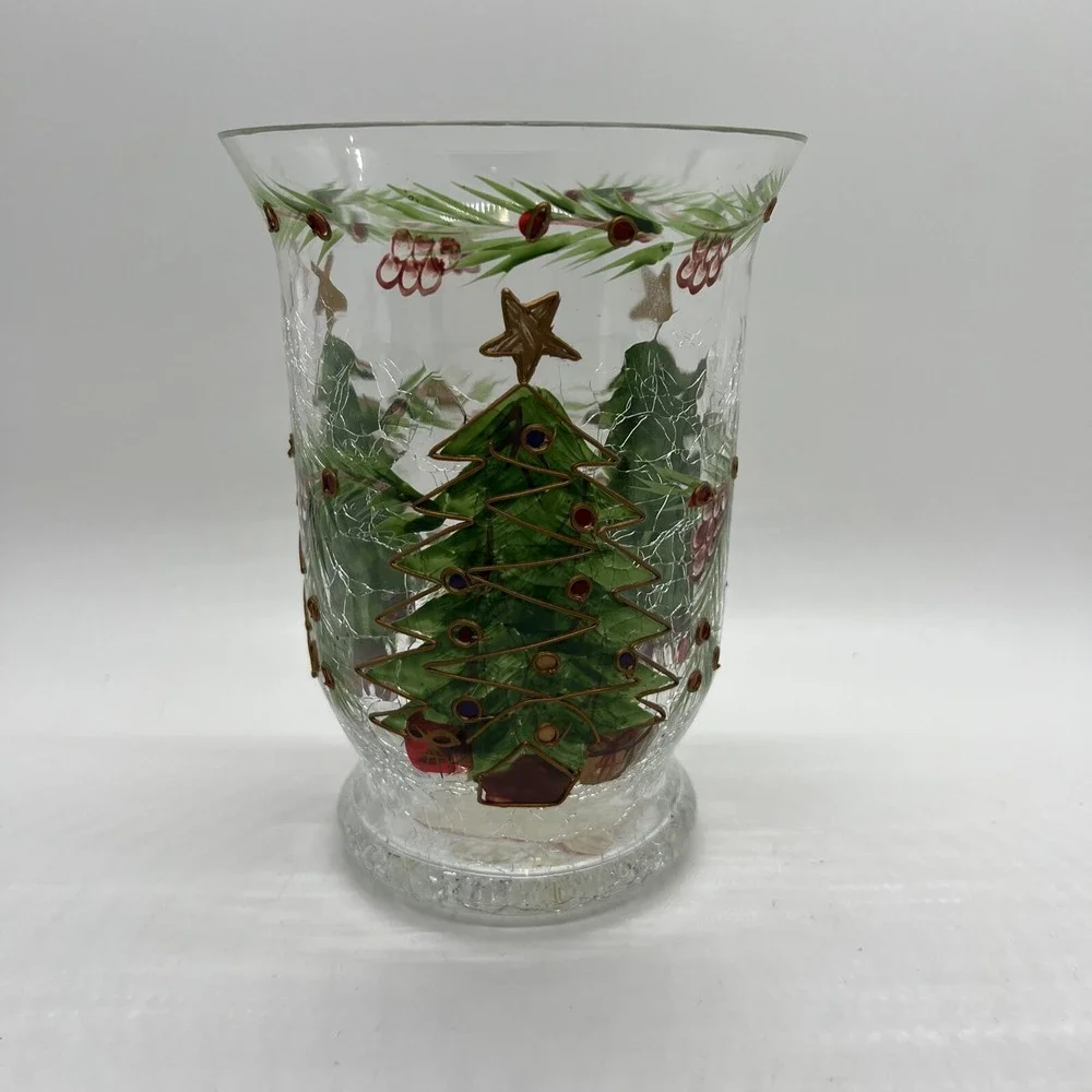 Fifth Avenue‎ Crystal Christmas Tree Hurricane Tea Light Pillar Candle Holder 6